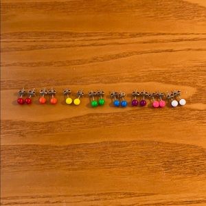 Set of 8 Rainbow Stud Earrings